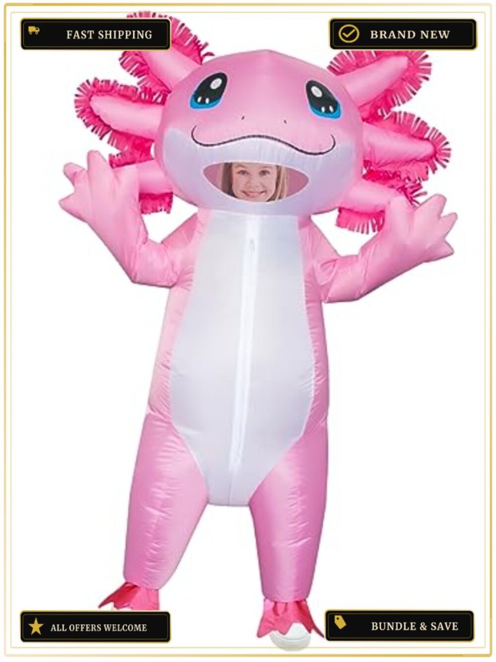 Kids Inflatable Axolotl Costume Polyester Halloween Blow Up Suit